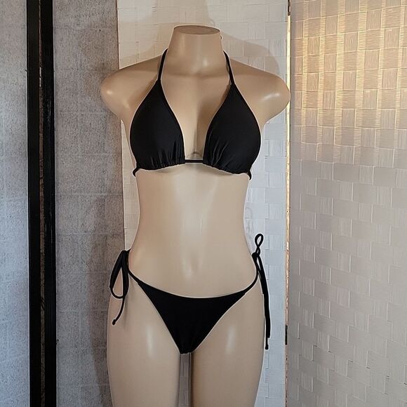 TWO PIECES HALTER BANDAGE WOMEN"S SWIMSUIT - Picture 3 of 15